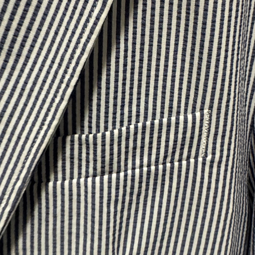 ZARA Men’s Classic Blue & White Striped Seersucker Blazer - Size XL - Picture 8 of 14